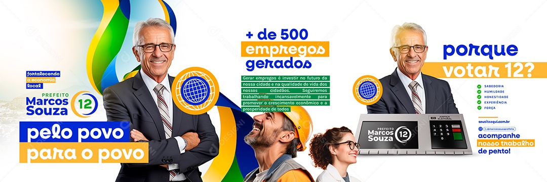 Carrossel Política Prefeito Marcos Souza Social Media PSD Editável