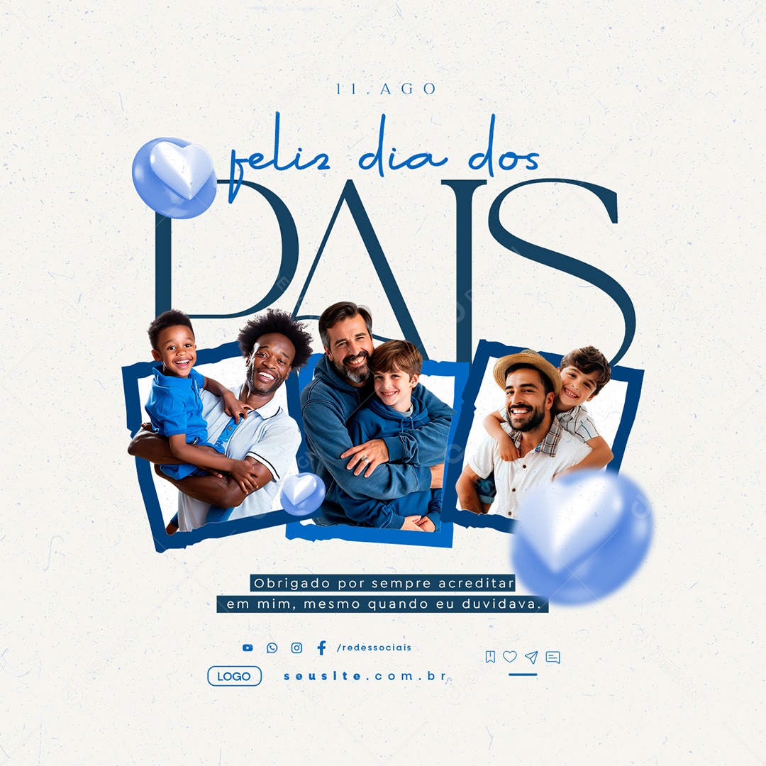 Feliz Dia Dos Pais 11 de Agosto Social Media PSD Editável