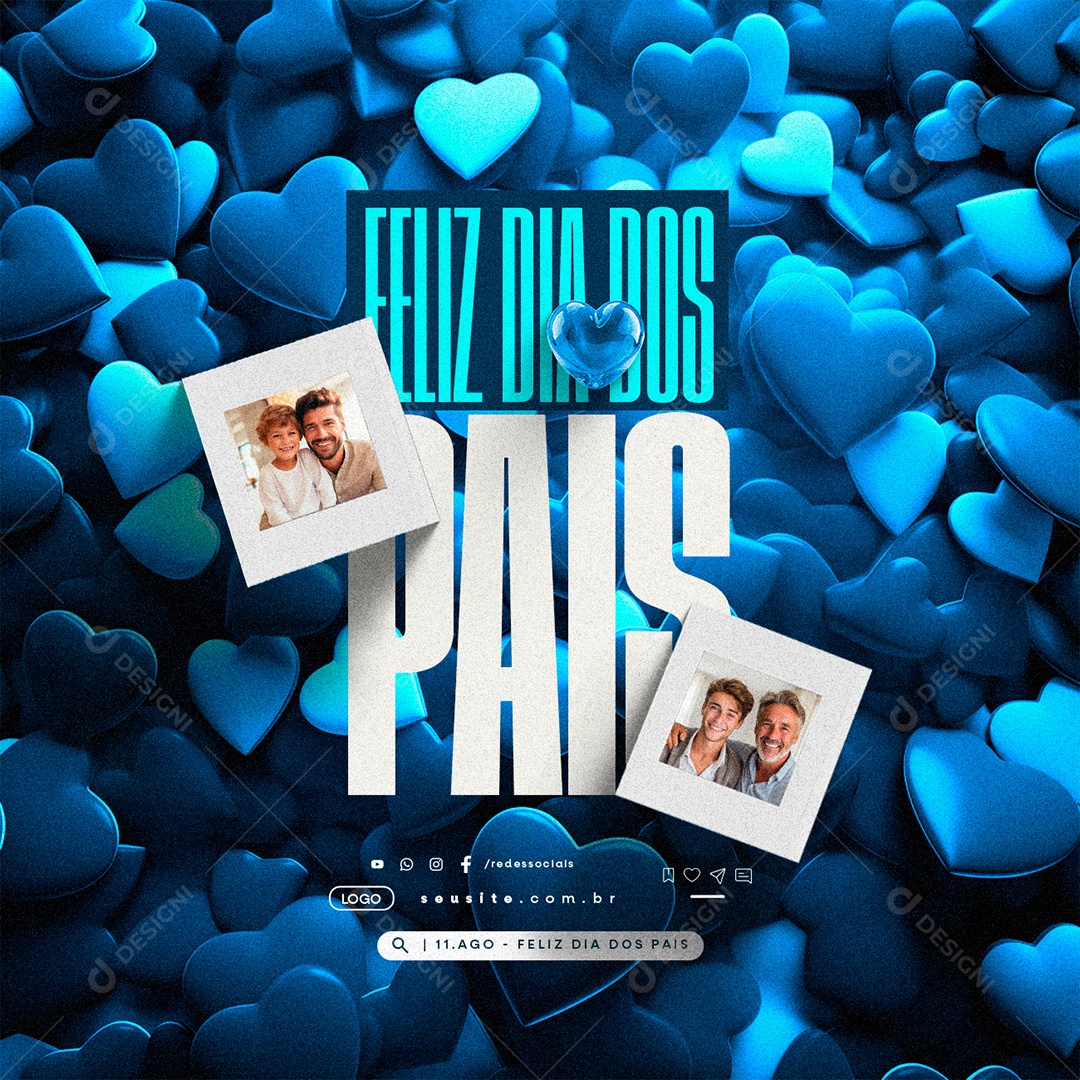 Feliz Dia Dos Pais 11 de Agosto Social Media PSD Editável