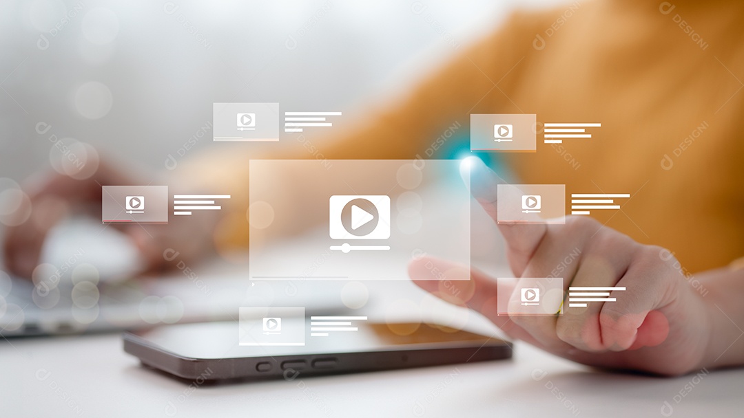 Conceito de marketing de streaming on-line de conteúdo de vídeo ao vivo