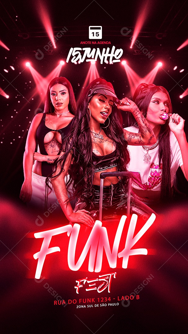 Flyer Baile Funk Fest Com Elas Story