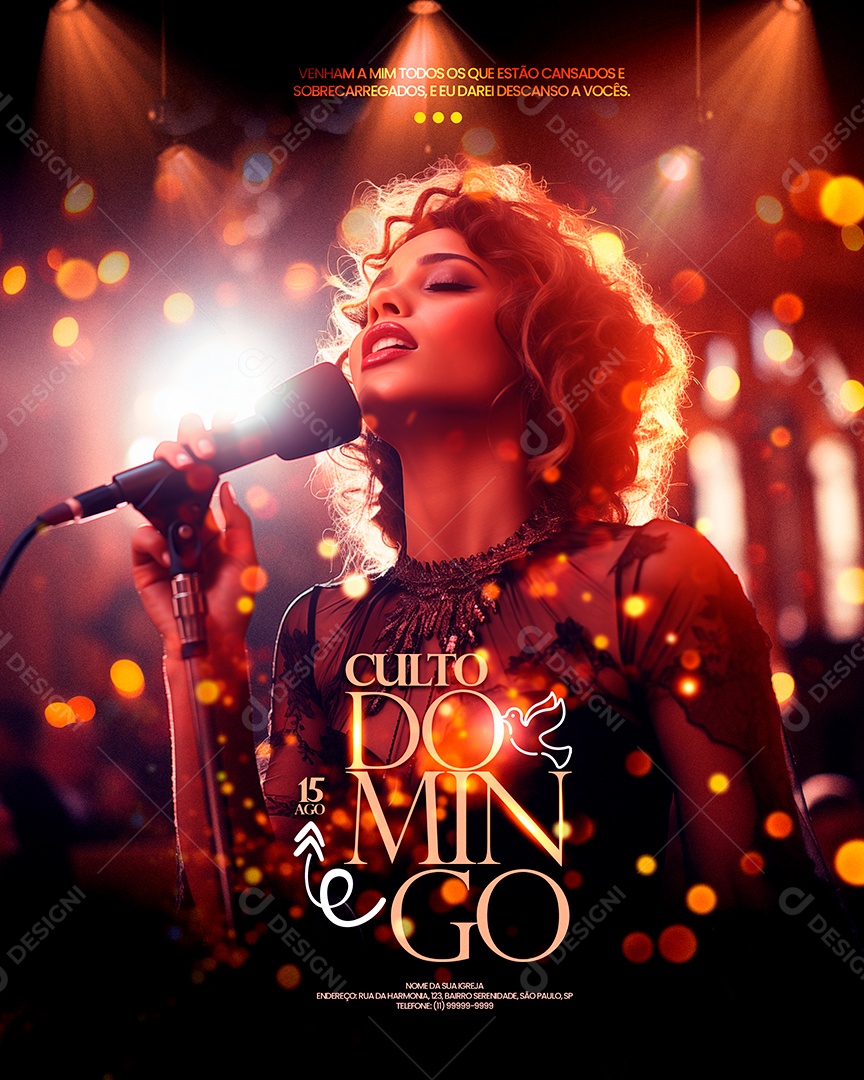 Flyer de Evento Gospel Culto de Domingo Feed