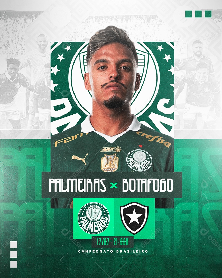 Futebol Palmeiras X Botafogo Social Media PSD Editável