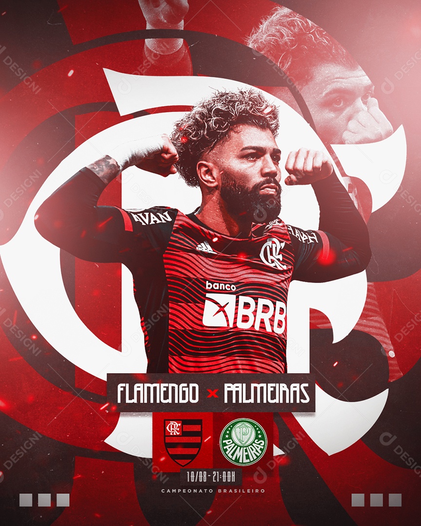 Futebol Brasileirão Flamengo X Palmeiras Social Media PSD Editável