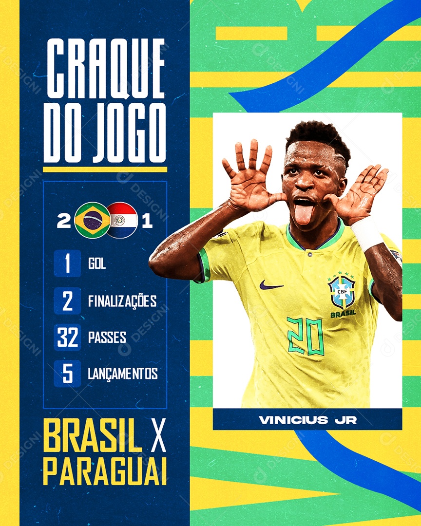 Futebol Craque do Jogo Brasil X Paraguai Social Media PSD Editável