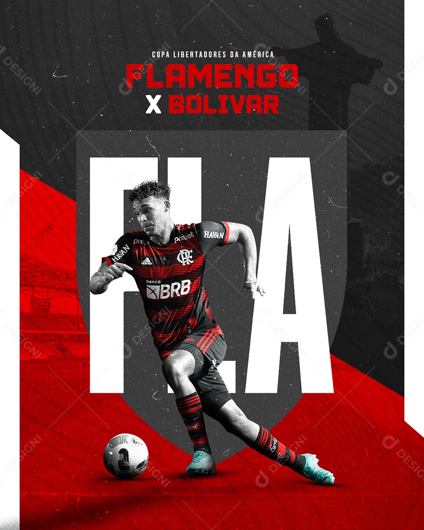 Futebol Flamengo X Bolivar Social Media PSD Editável