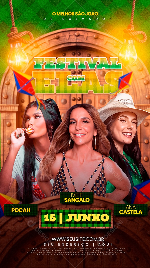 Flyer Festival São João com Elas Story
