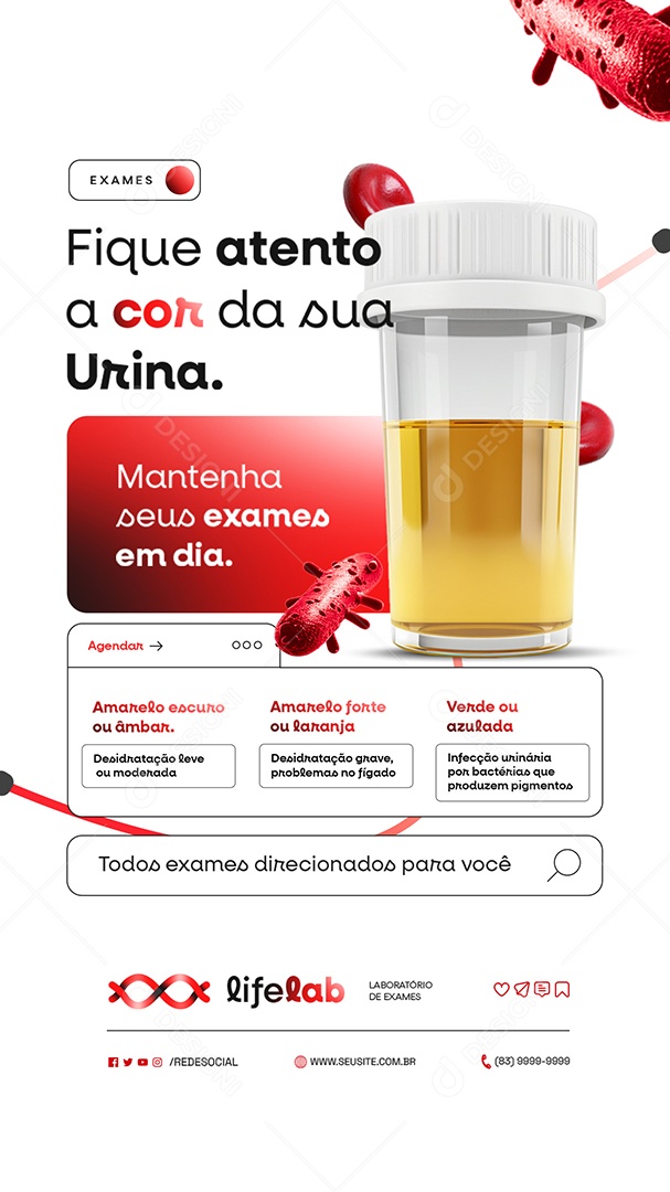 Story Laboratório de Exames Fique Atento a Cor da Sua Urina Social Media PSD Editável