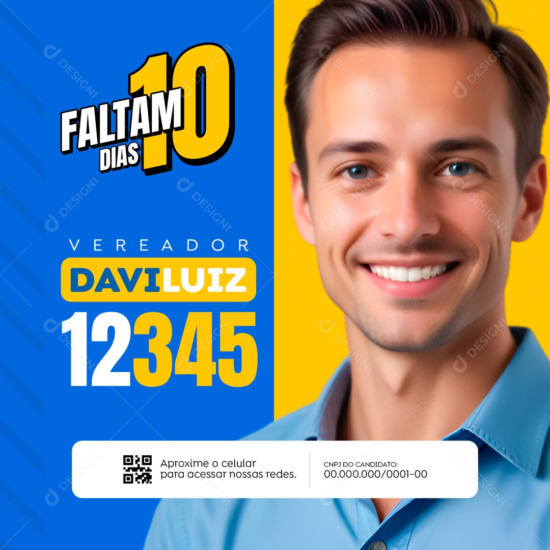 Política Faltam 10 Dias Vereador Davi Luiz Social Media PSD Editável