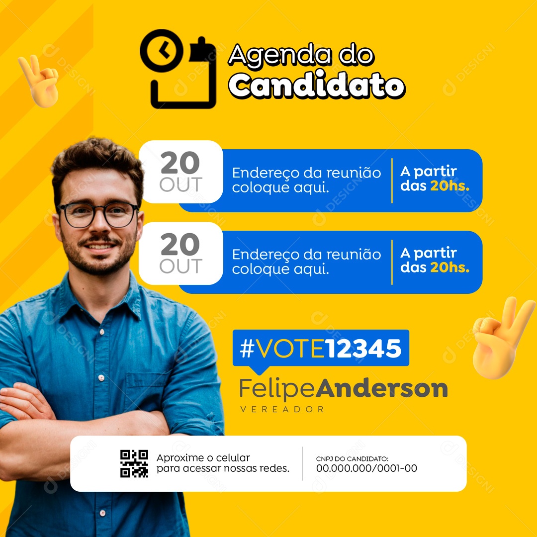 Política Agenda do Candidato Social Media PSD Editável