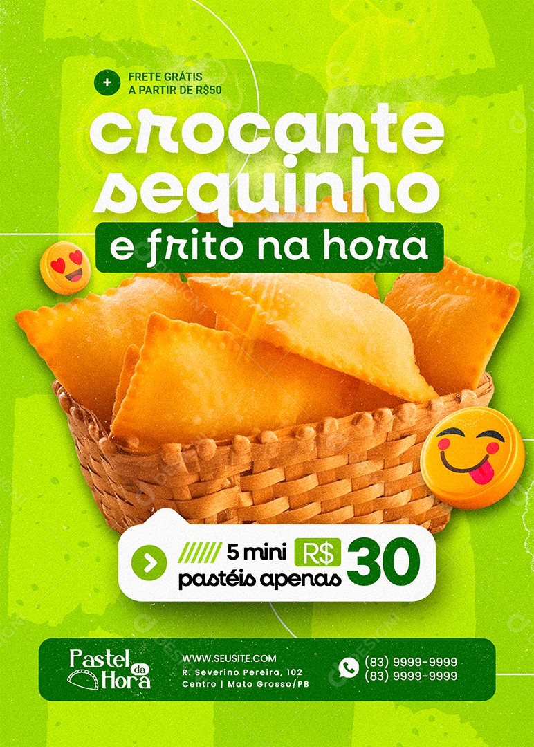 Flyer Lanchonete Crocante Sequinho e Frito na Hora Social Media PSD Editável