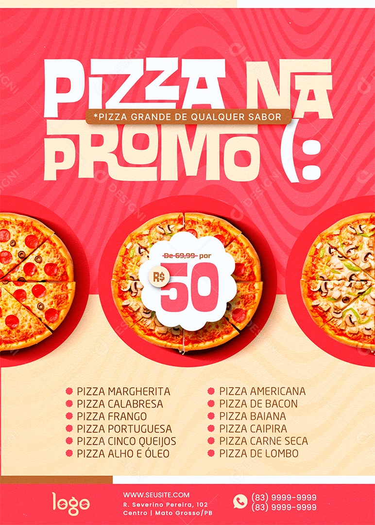 Flyer Pizzaria Pizza na Promo Social Media PSD Editável