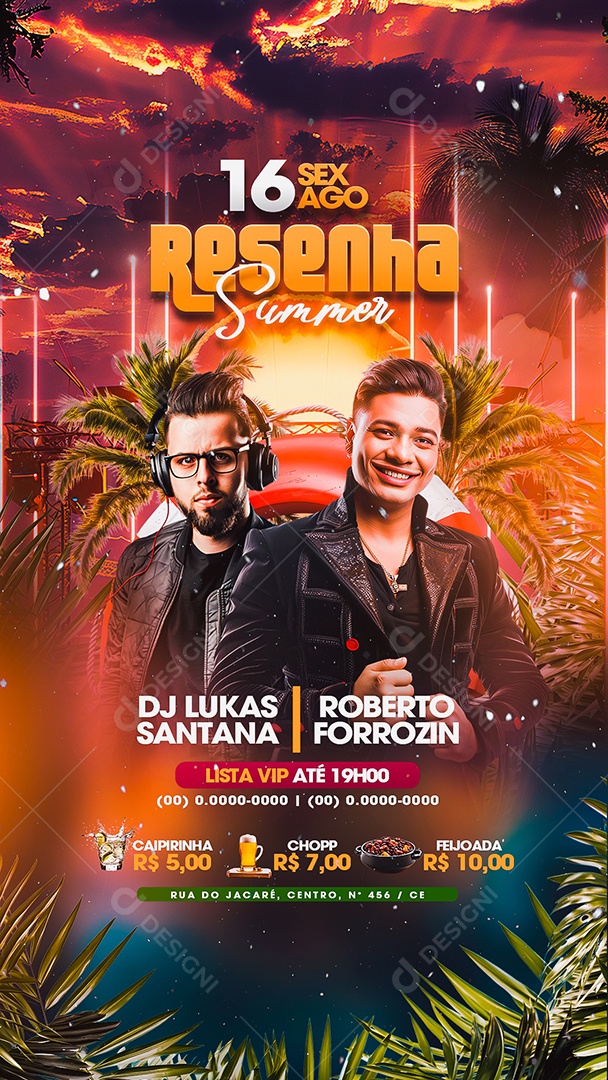 Story Flyer Resenha Summer DJ Lukas Santana Roberto Forrozin Social Media PSD Editável