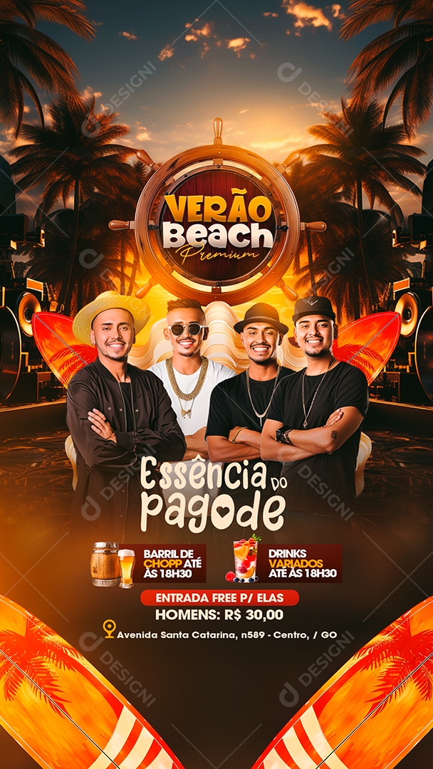 Story Flyer Verão Beach Premium Essência do Pagode Social Media PSD Editável