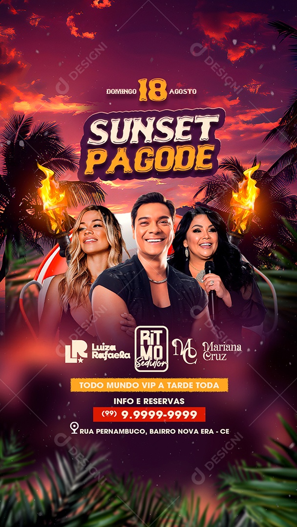Story Flyer Sunset Pagode Luiza Rafaela Social Media PSD Editável