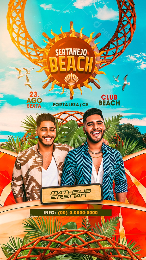 Story Flyer Sertanejo Beach Matheus e Renan Social Media PSD Editável