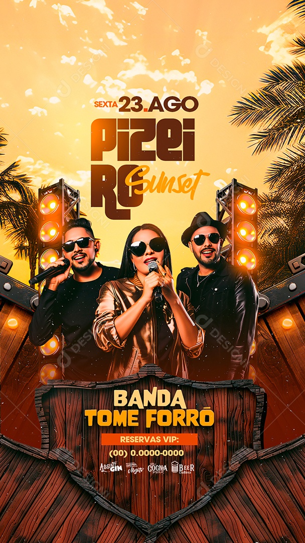 Story Flyer Pizeiro Sunset Banda Tome Forró Social Media PSD Editável