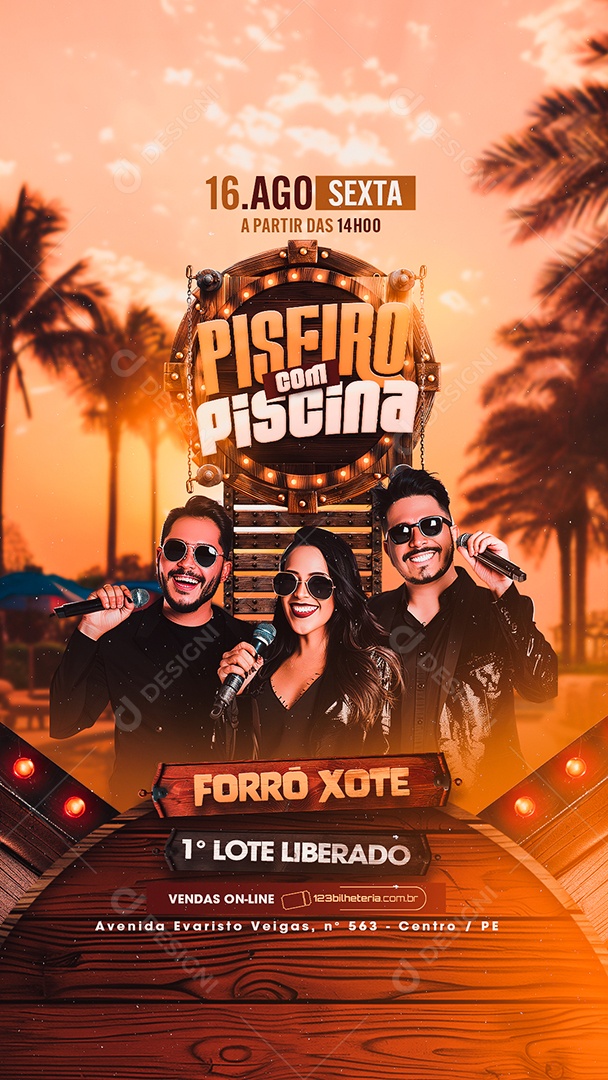 Story Flyer Piseiro com Piscina Forró Xote Social Media PSD Editável