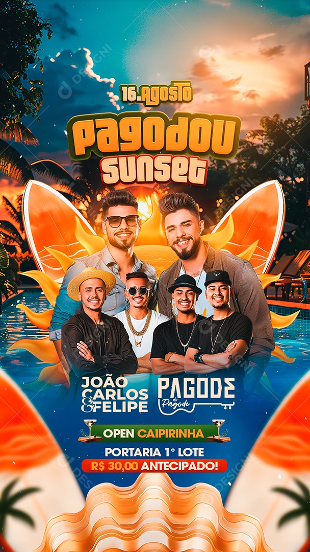 Story Flyer Pagodou Sunset João Carlos e Felipe Social Media PSD Editável