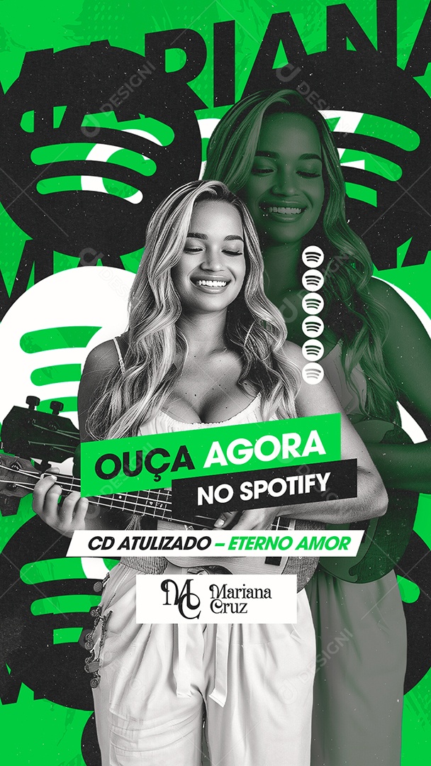 Story Flyer Ouça Agora no Spotify Mariana Cruz Social Media PSD Editável