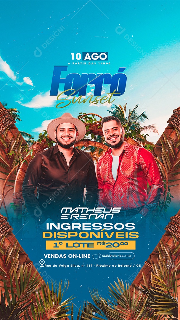 Story Flyer Forró Sunset Matheus e Renan Social Media PSD Editável