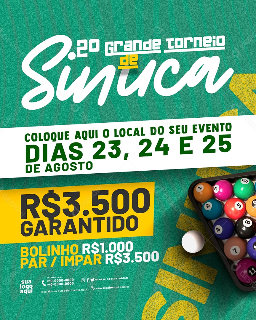 Grande Torneio de Sinuca Social Media PSD Editável