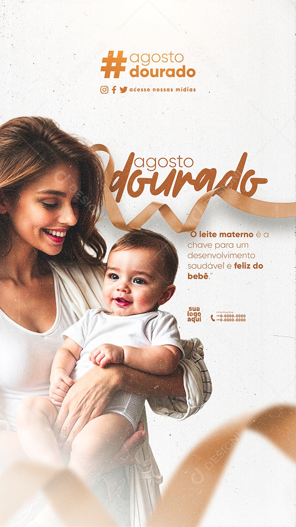 Story Agosto Dourado o Leite Materno é a Chave Social Media PSD Editável