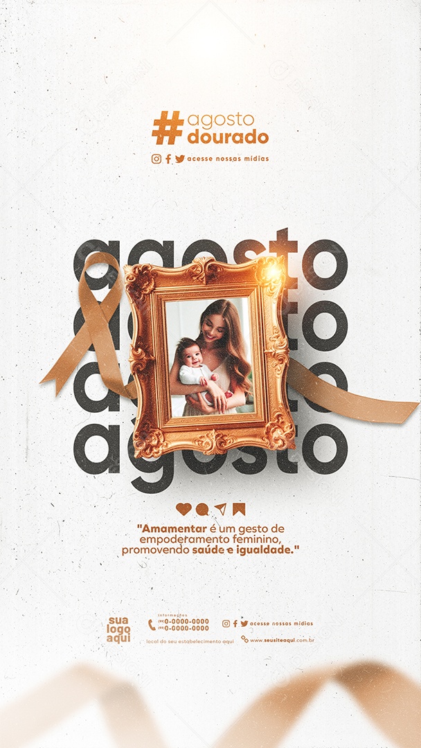 Story Agosto Dourado Promovendo Saúde e Igualdade Social Media PSD Editável