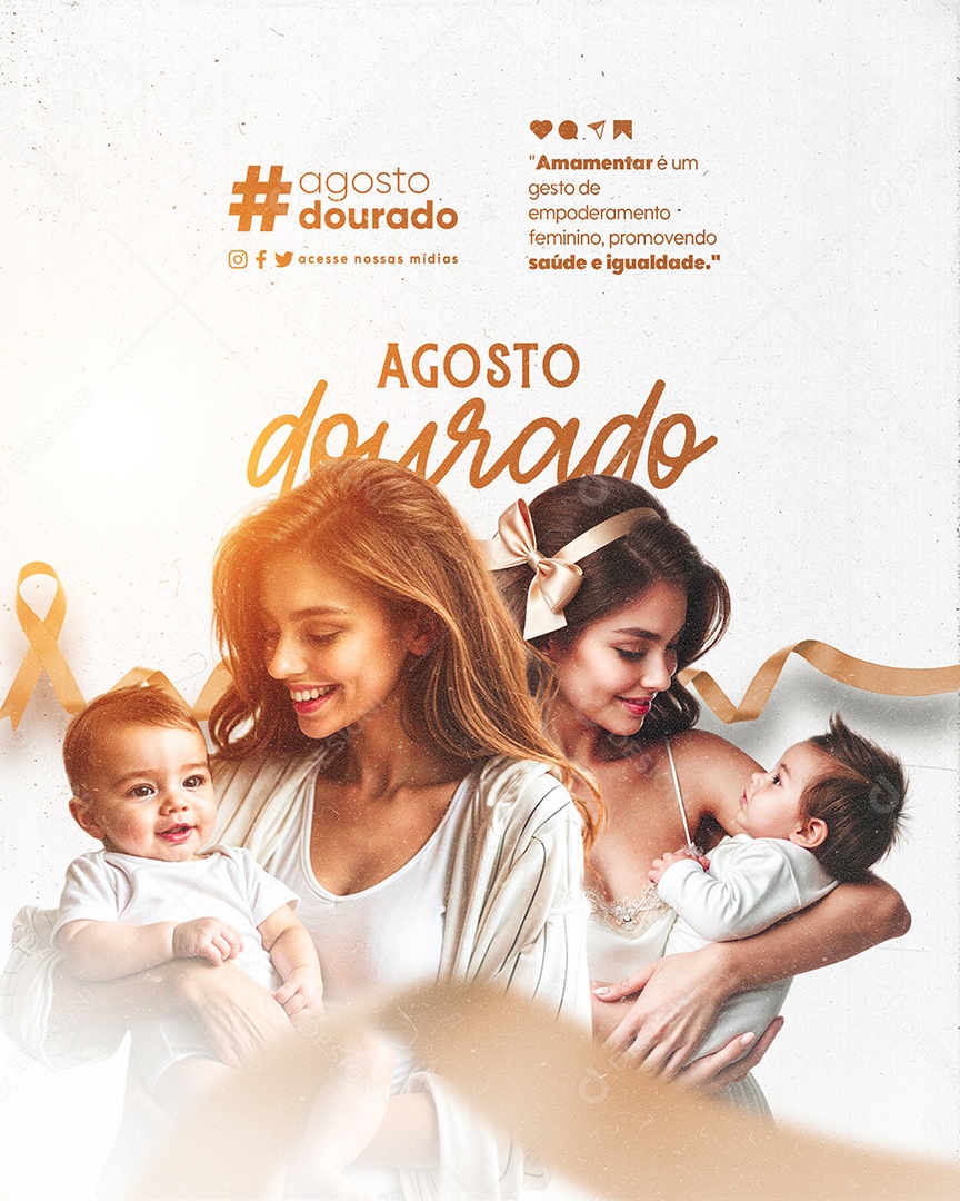 Agosto Dourado Amamentação Social Media PSD Editável