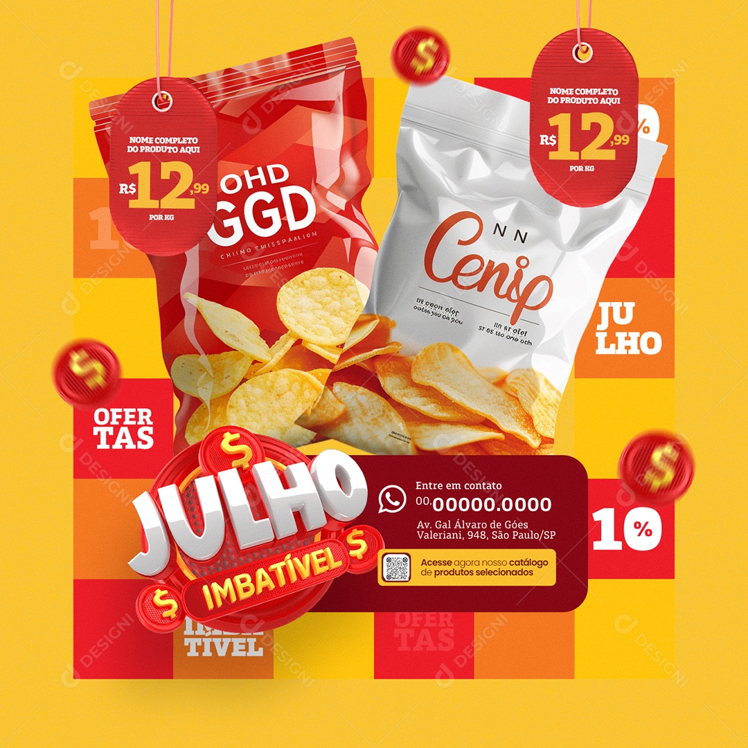 Supermercado Julho Imbatível Ofertas Social Media PSD Editável