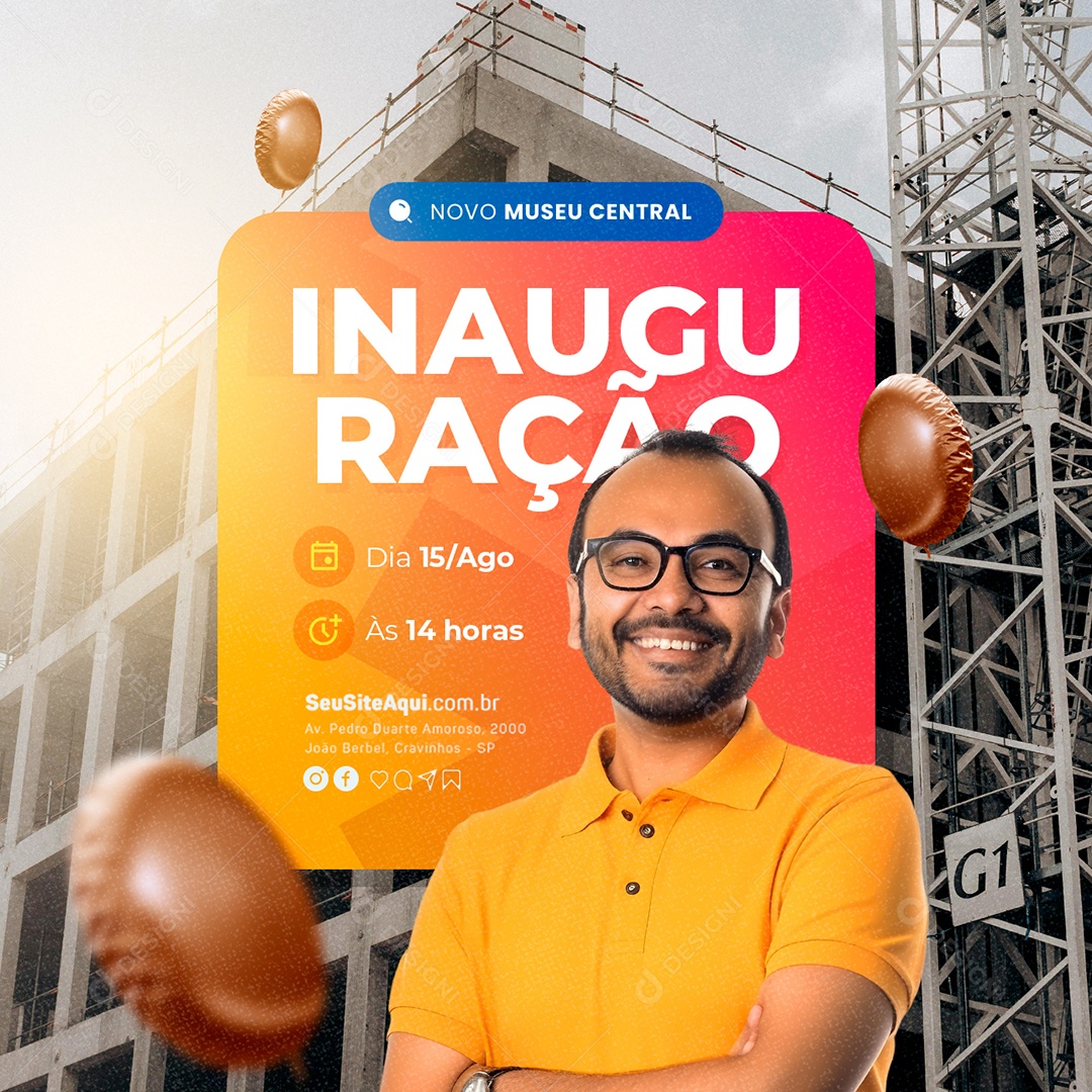 Prefeitura Inauguração Novo Museu Central Social Media PSD Editável