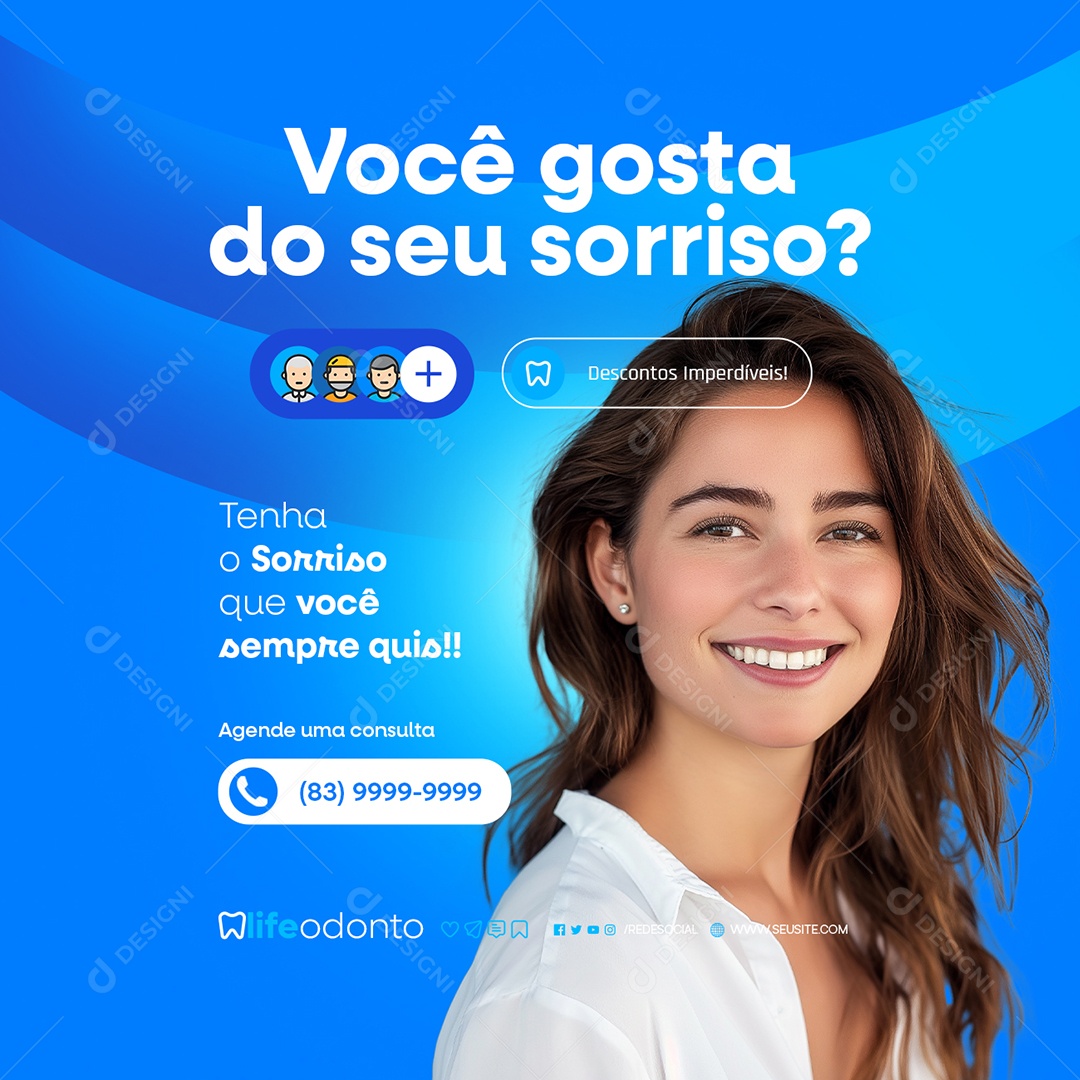 Dentista Você Gosta do Seu Sorriso Social Media PSD Editável