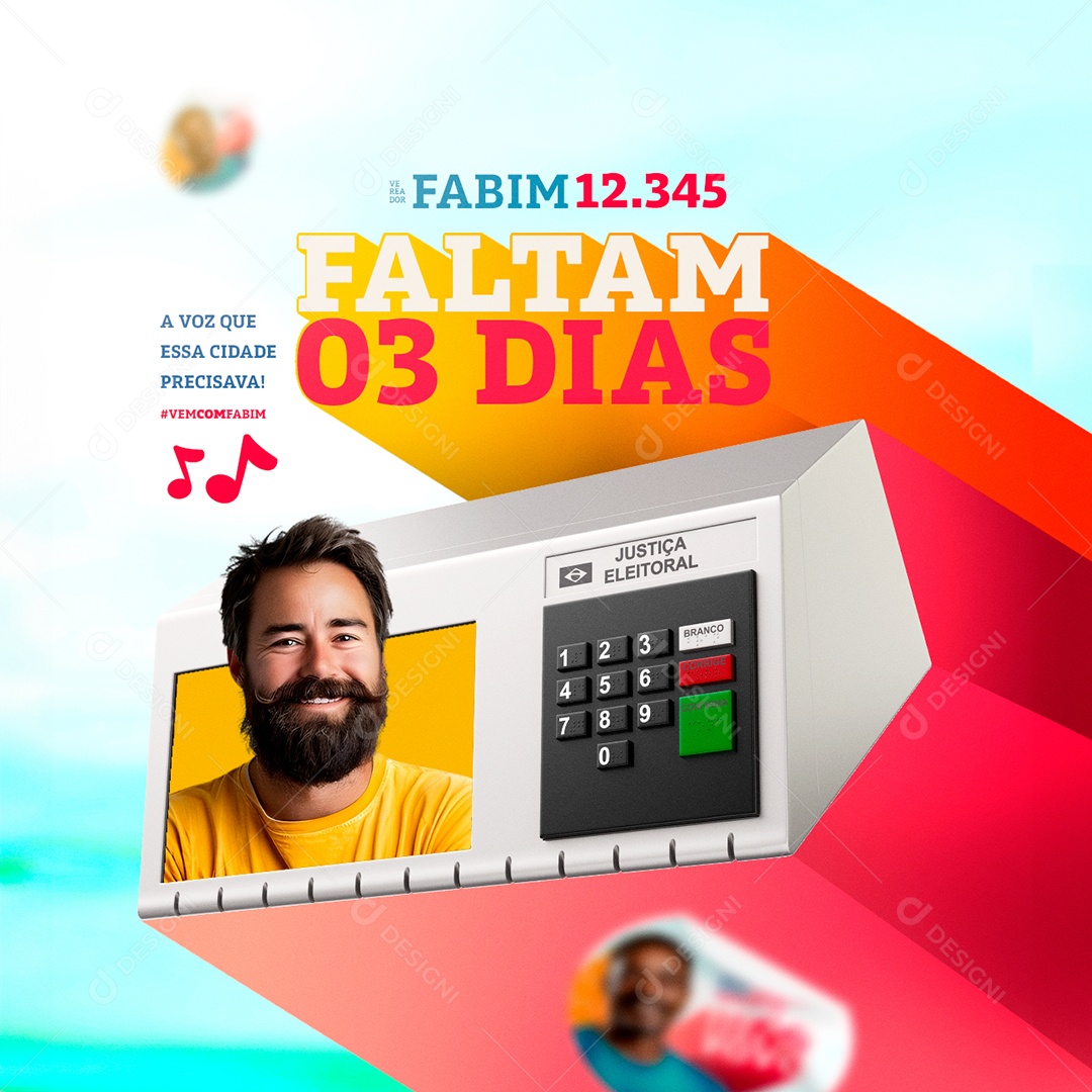 Politica Vereador Fabim Faltam 03 Dias Social Media PSD Editável