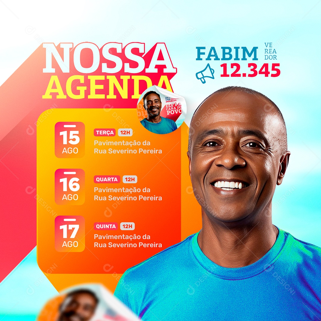 Politica Vereador Fabim Nossa Agenda Social Media PSD Editável