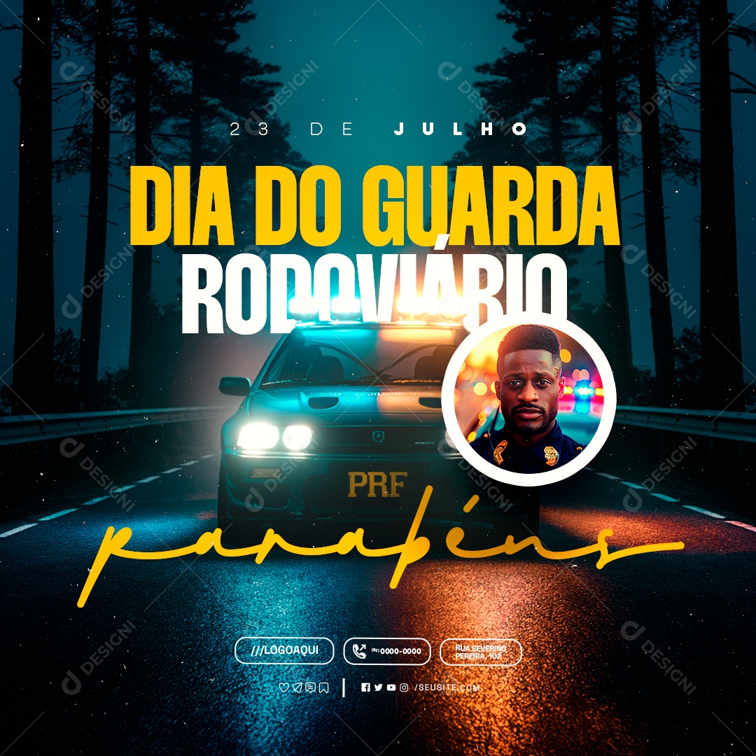 Social Media Dia do Guarda Rodoviário 23 de Julho Parabéns PSD Editável