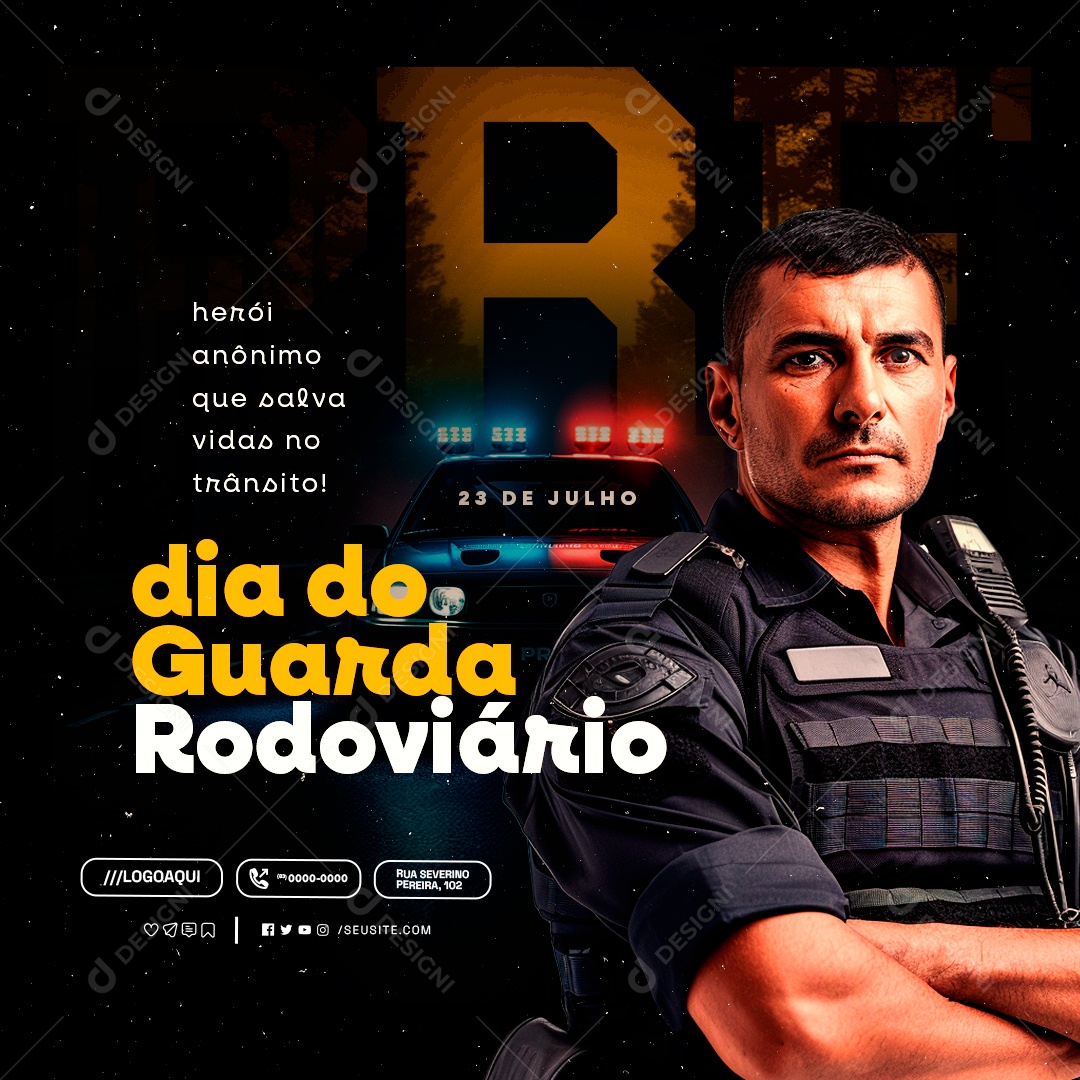 Dia do Guarda Rodoviário 23 de Julho Social Media PSD Editável