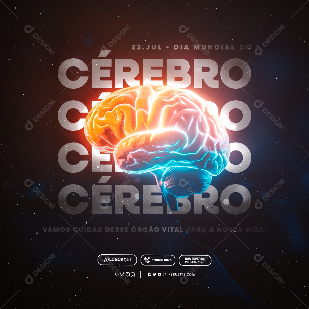 Dia Mundial Do Cérebro 22 De Julho Social Media PSD Editável