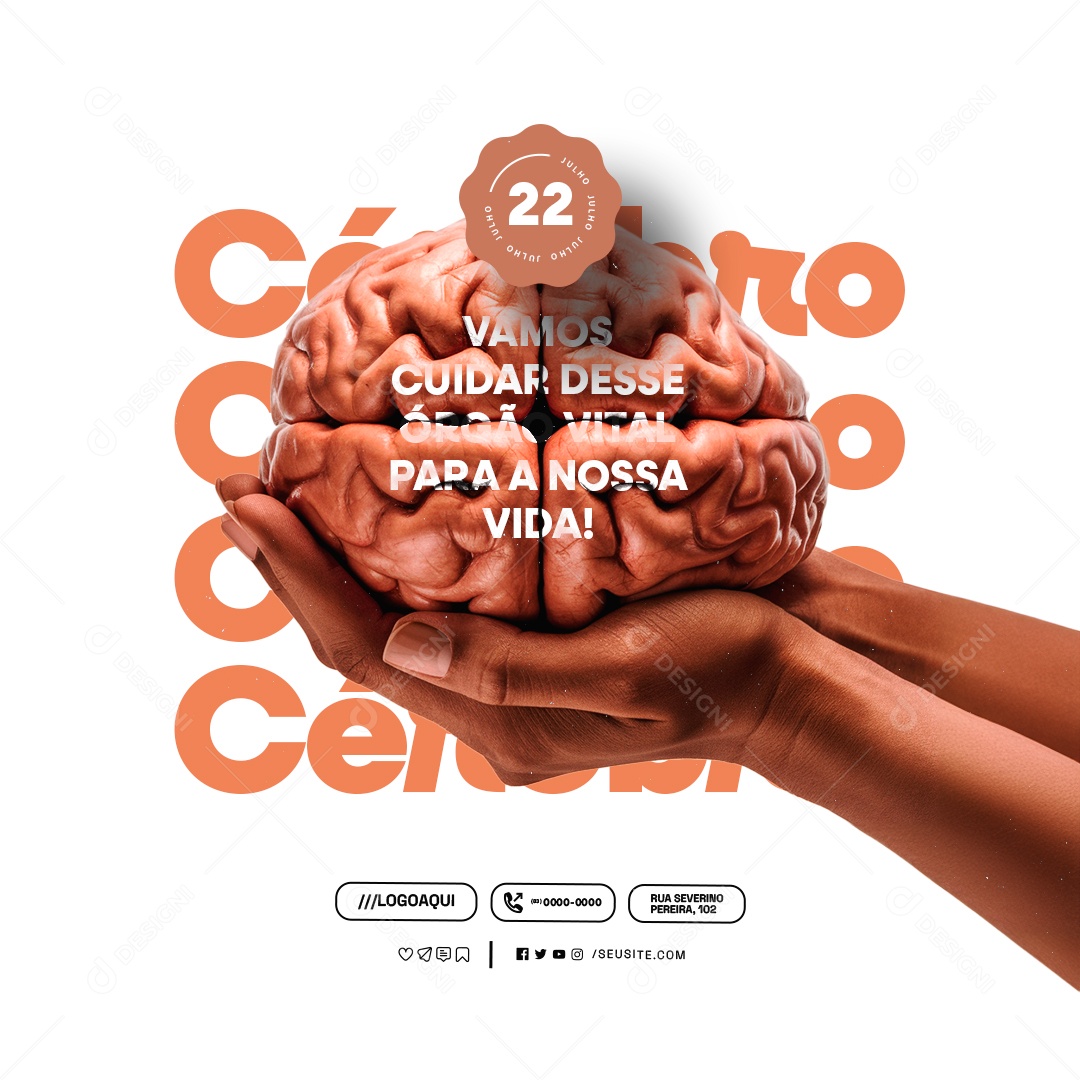 Dia Do Cérebro 22 De Julho Social Media PSD Editável