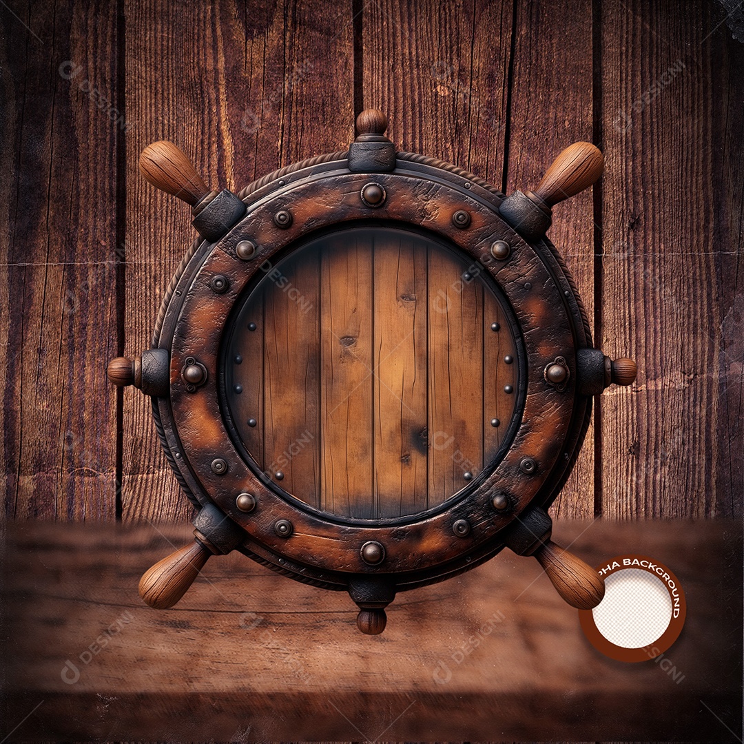 Círculo Base de Madeira Elemento 3D para Composição PSD