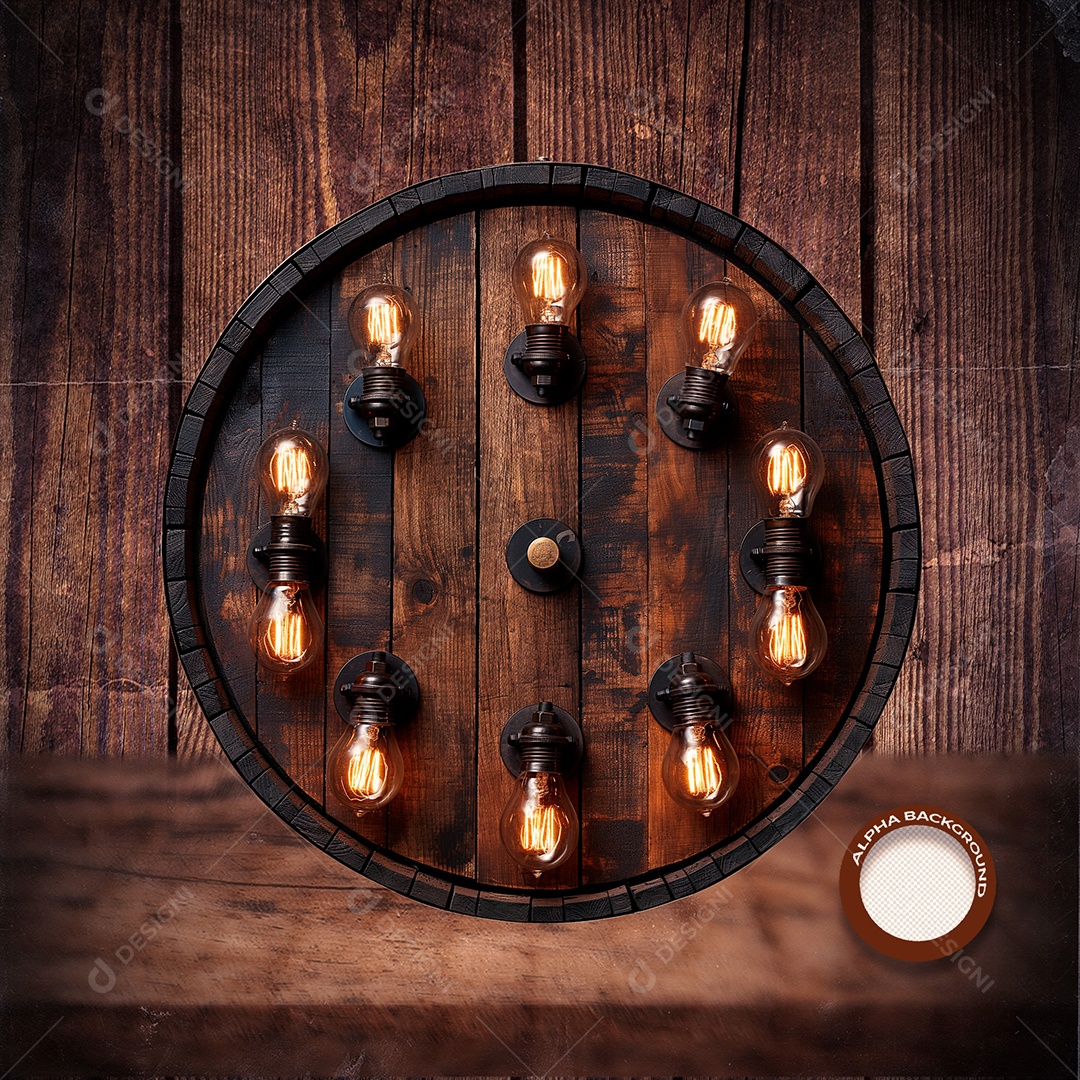 Círculo de Madeira Elemento 3D para Composição PSD