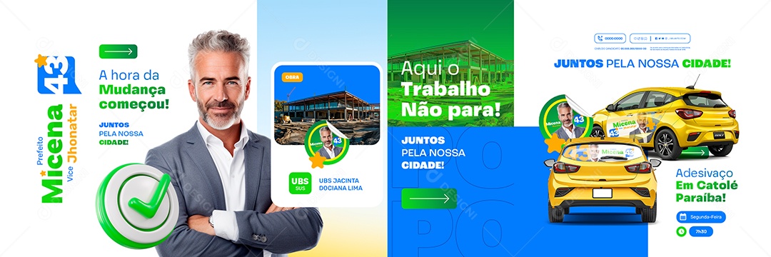 Carrossel Política Prefeito Micena Vice Jhonatar Social Media PSD Editável