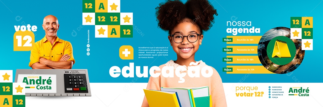 Carrossel Política Prefeito André Costa Social Media PSD Editável