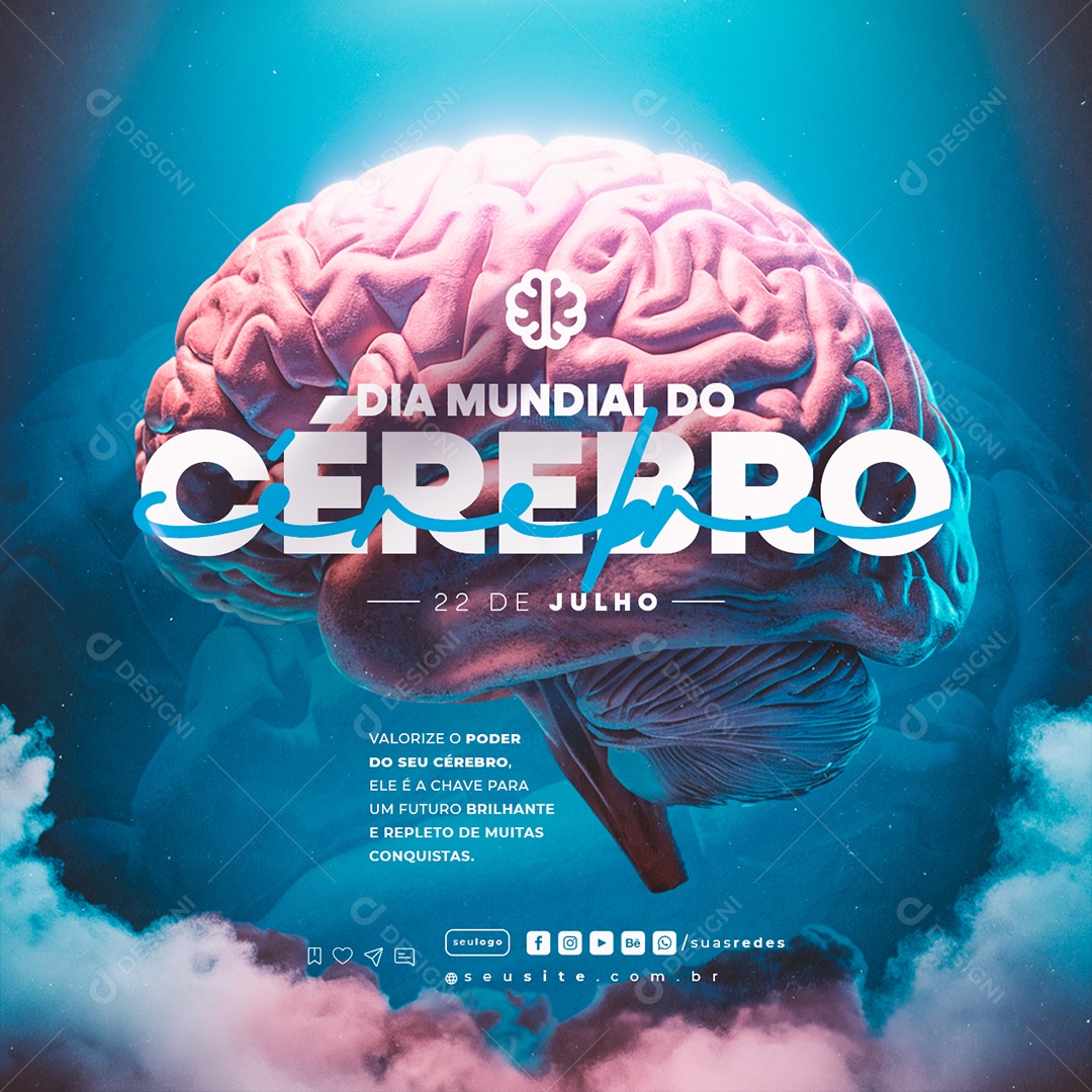Social Media Dia Mundial Do Cérebro 22 De Julho PSD Editável