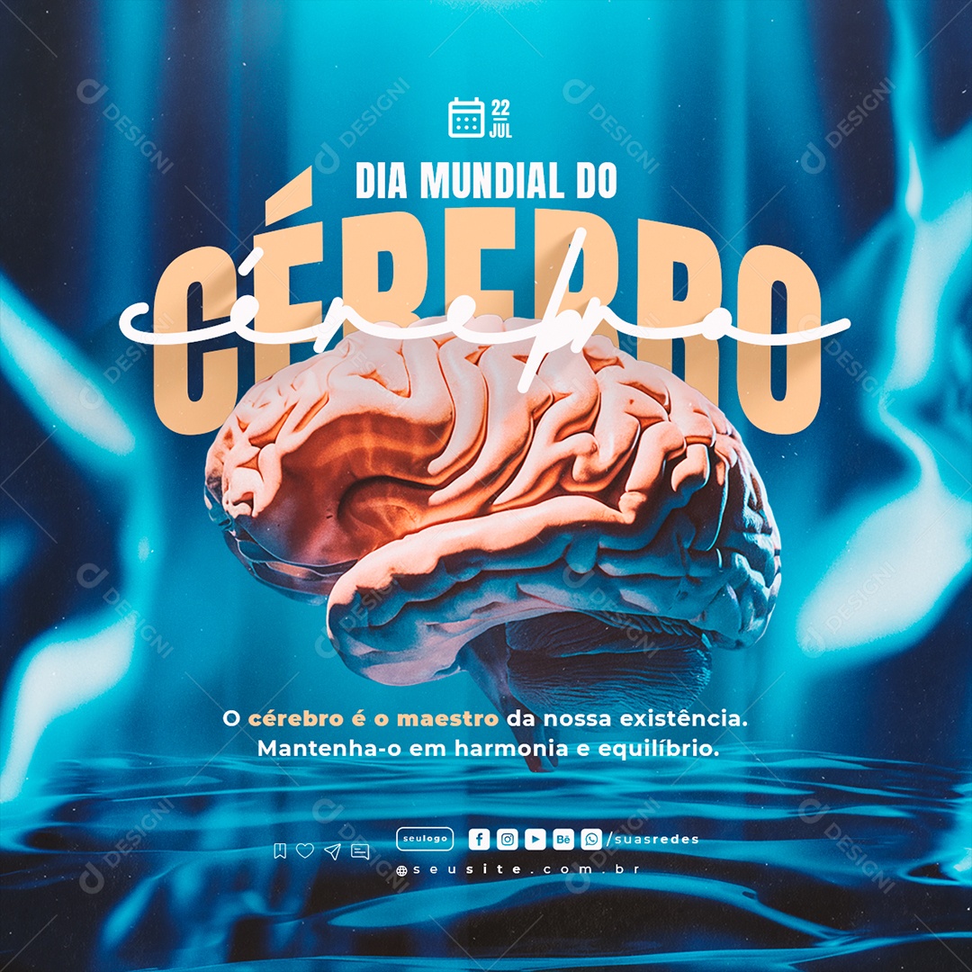 Dia Mundial Do Cérebro 22 De Julho Social Media PSD Editável