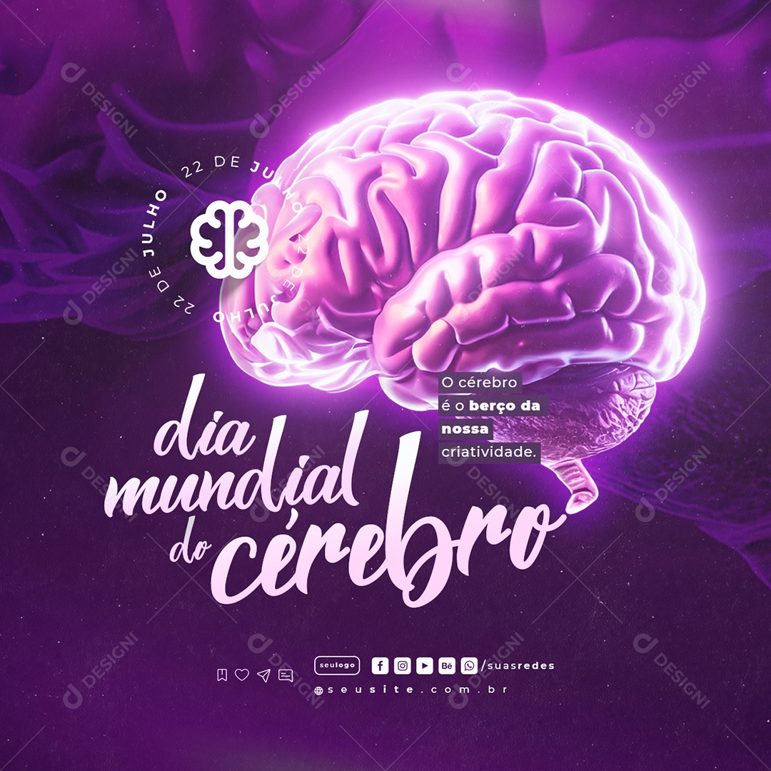 Dia Mundial Do Cérebro 22 De Julho Social Media PSD Editável