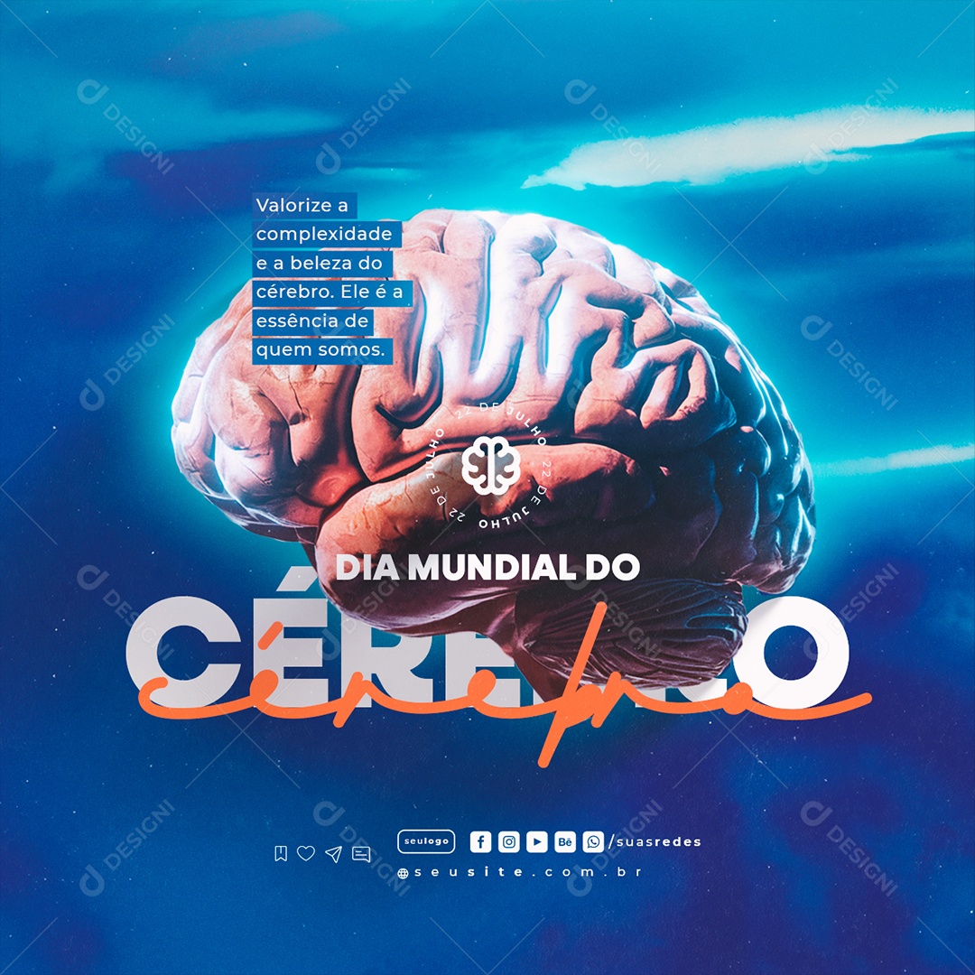 Social Media Dia Mundial Do Cérebro 22 De Julho PSD Editável