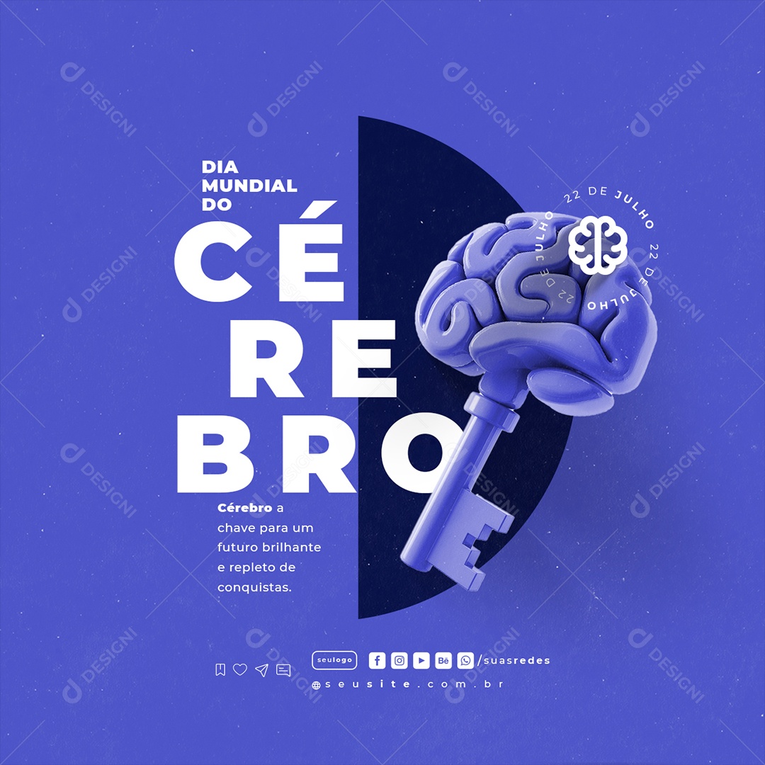 Dia Mundial Do Cérebro 22 De Julho Social Media PSD Editável