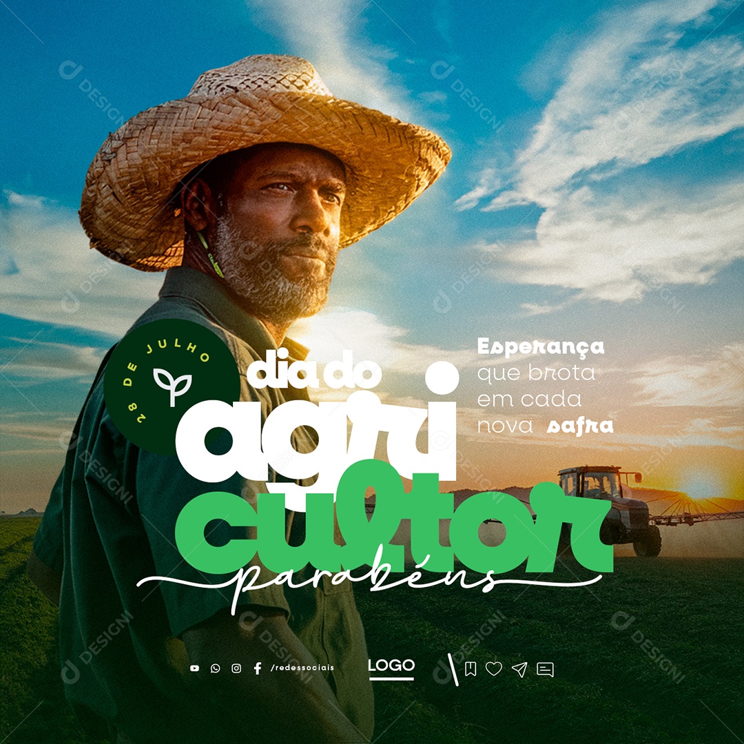 Dia do Agricultor 28 de Julho Parabéns Social Media PSD Editável