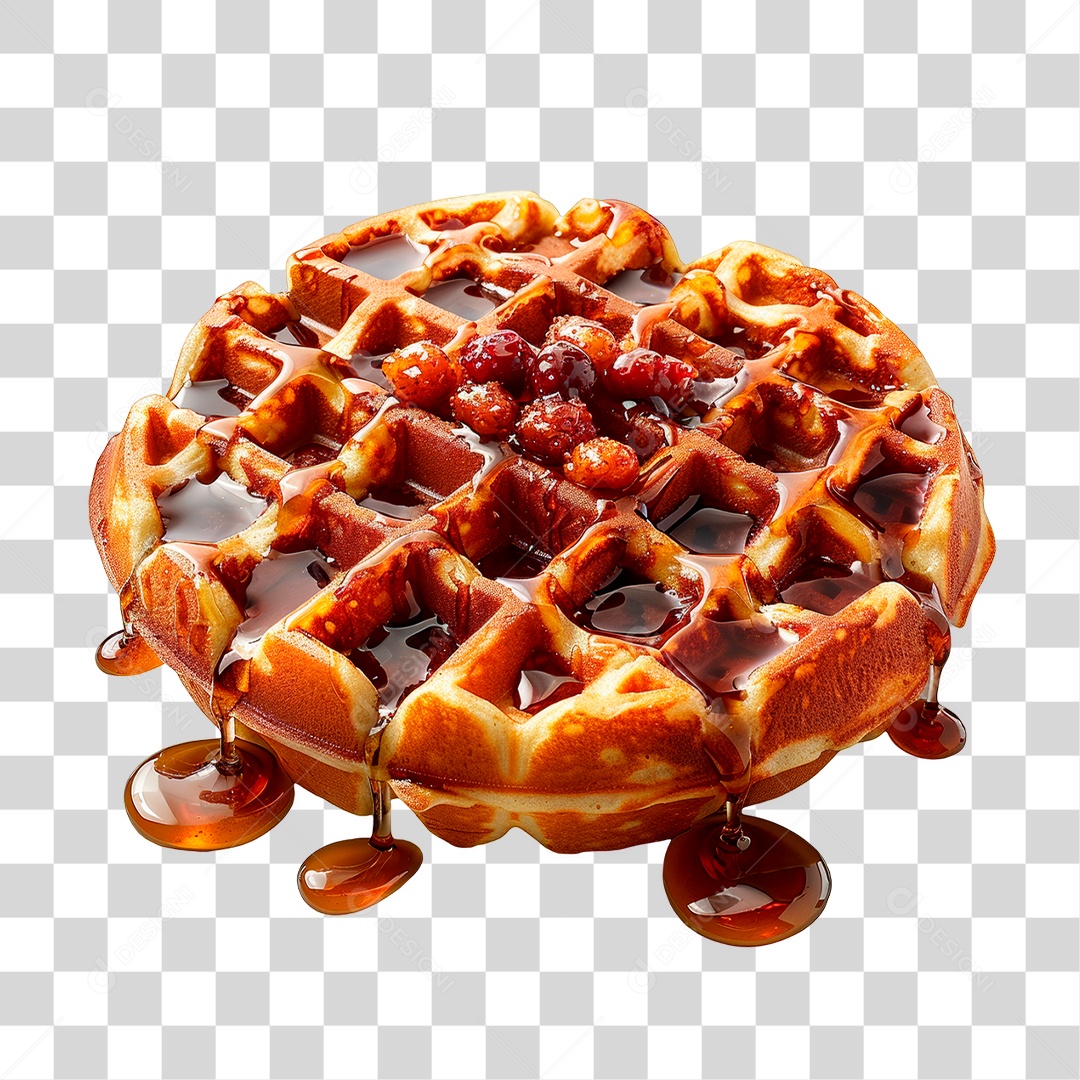 Waffle com Cobertura PNG Transparente