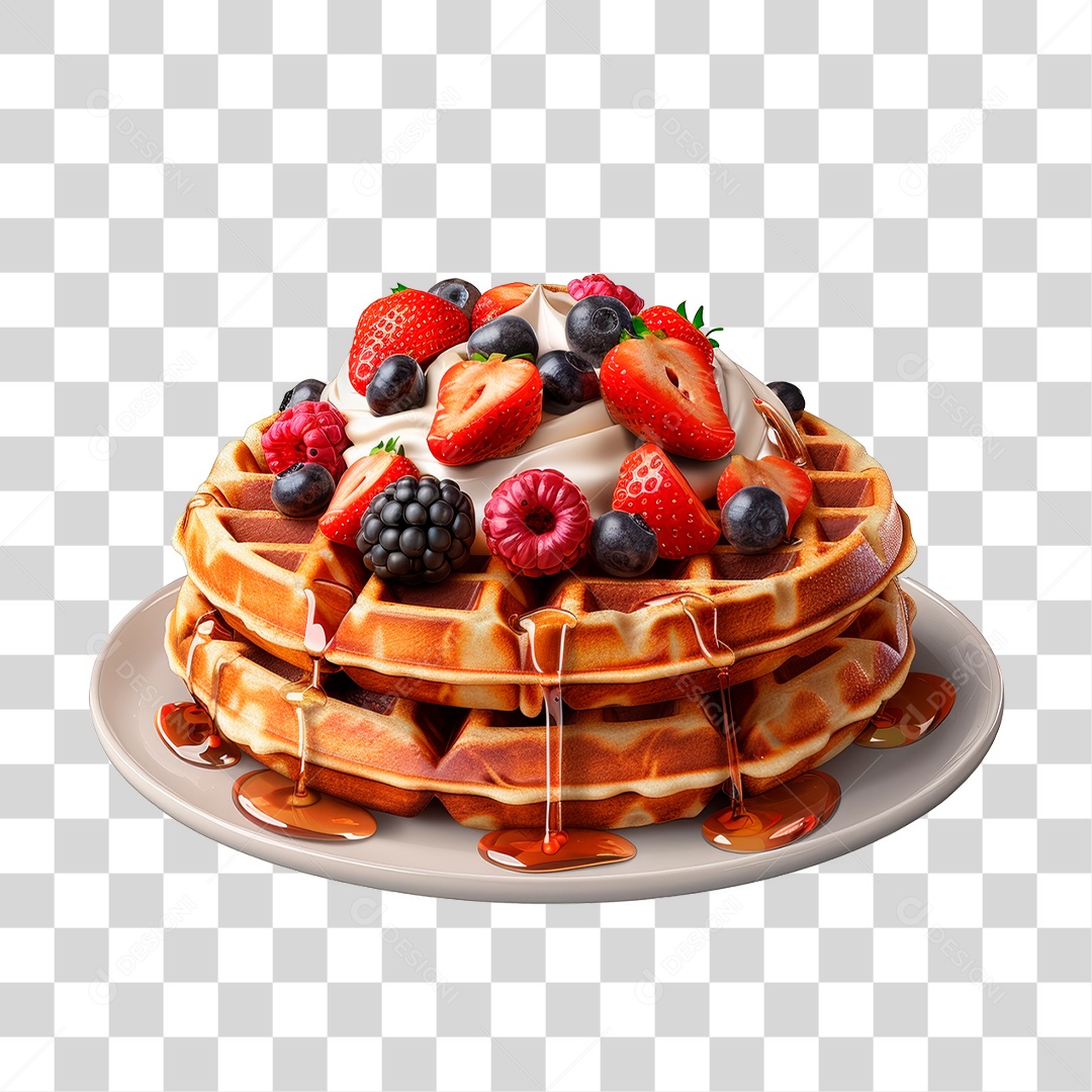 Waffle com Cobertura PNG Transparente